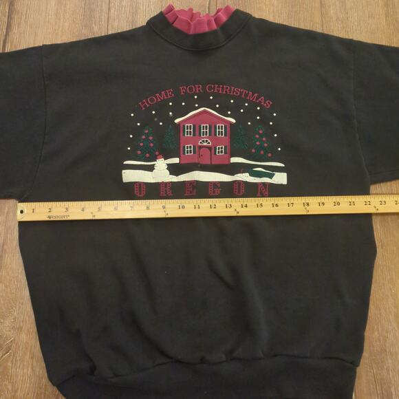VTG Oregon Christmas Adult XL Double Collar Sweatshirt Grandma Grandpa Goth Emo - Picture 5 of 7